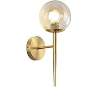 WQHPLMD Satin Brass Wall Light Sconce with Frosted Glass, 13cm x 33cm