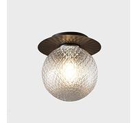 WQHPLMD Shallow Mount Copper Ceiling Lamps with Plaid Glass for Living Room And Hallway (G9 Light Source)
