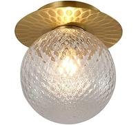WQHPLMD Shallow Mount Copper Ceiling Lamps with Plaid Glass for Living Room And Hallway (G9 Light Source)