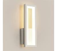 WQHPLMD Square LED Wall Light - Three-Color Dimming, Nordic Bedroom, White Finish