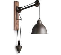 WQHPLMD Variazionale Lampo Antico Stile Industriale con lucerna a pomice di Legno Solido e Metallo Rifinito per illuminazione墙上壁灯卧室床头柜