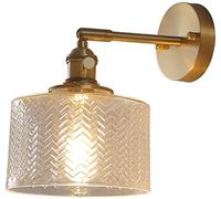 WQHPLMD Vintage Brass Wall Light with Corrugated Glass Shade - Ideal for Living Room And Bedroom