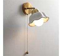 WQHPLMD White Ceramic Nordic Bedside Reading Light Fixture with Copper Finish - E27