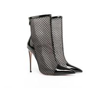 WQHPLMD Women's Ankle Boots Stiletto Pointed Toe Mesh Booties Back Zipper Party Dress Pumps Shoes