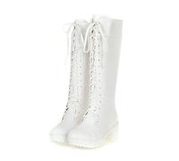 WQHPLMD Women's Boots Round Toe Pump Mid Calf Boots Retro Cross Strap Block Heels Suitable for Daily Leisure Outdoor Sports