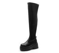 WQHPLMD Women's Boots Round Toe Thick Sole Over The Knee Boots Thick Heel Elastic Skinny Boots Suitable for Casual Walking Tours
