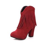 WQHPLMD Women's High Boots Round Toe Thick Heel Low Boots Thermal And Boots Suitable for Outdoor Travel in Autumn And Winter