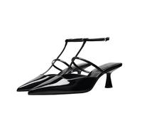 WQHPLMD Women's Kitten Closed Pointed Toe Heeled Sandals Ankle Strap Slingback Work Pumps Shoes 5cm