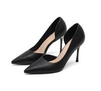 WQHPLMD Women's Pumps Pointed Closed Toe Classic Slip On Stiletto Wedding Bride Work Party Dress Shoes