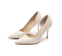 WQHPLMD Women's Pumps Pointed Closed Toe Classic Slip On Stiletto Wedding Bride Work Party Dress Shoes