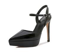 WQHPLMD Women's Pumps Pointed Toe Buckle Slingback Waterproof Platform Stiletto Shoes Solid Color Professional Shoes Heeled Sandals Suitable Ceremonial Banquet Models Catwalk