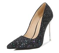 WQHPLMD Women's Pumps Pointy Solid Color Slip On High Heel Sequins Shallow Mouth Stiletto Shoes Classic Office Mannequins Catwalk Casual Shoes