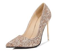 WQHPLMD Women's Pumps Pointy Solid Color Slip On High Heel Sequins Shallow Mouth Stiletto Shoes Classic Office Mannequins Catwalk Casual Shoes