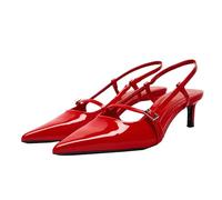 WQHPLMD Womens Slingback Kitten Heel Closed Pointed Toe Sandals Party Wedding Dress Shoes 5 CM