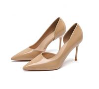 WQHPLMD Women's Stiletto Pointy Toe Patent Leather Pumps Slip On Party Wedding Basic Shoes 9cm
