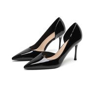WQHPLMD Women's Stiletto Pointy Toe Patent Leather Pumps Slip On Party Wedding Basic Shoes 9cm
