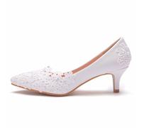 WQHPLMD Women's Stiletto Sandals Closed Pointed Tip Shallow Mouth Slip On for Summer Bridal Wedding Photos Adult Ceremony Wedding Party Shoes 5CM