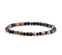Wqishinuanyang Braccialetto elastico in corda elastica da 4 mm con perline di agata a righe per donne e uomini braccialetti yoga in pietra naturale coppia amicizia, Pietra Pelle