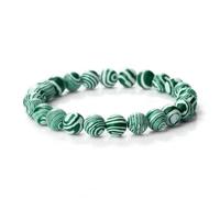 Wqishinuanyang Braccialetto elastico in malachite verde da 8 mm, per donne e uomini, con perline in pietra di malachite naturale, per yoga, 21cm, Pietra Pelle