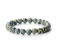Wqishinuanyang Braccialetto elastico in malachite verde da 8 mm, per donne e uomini, con perline in pietra di malachite naturale, per yoga, 17cm, Pietra Pelle