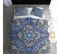 WQIZXCW Parure Copripiumino Una Piazza e Mezza Mandala Orientale, Set di Biancheria da Letto in Microfibra 3 Pezzi, Copri Piumino 200x200 cm con Cerniera e 2 Federe 50x80 cm