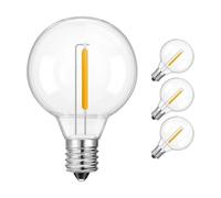 WQKISS G40 LED Light Bulbs, DC 12V/24V Low Voltage, 1W E12 Base, Retro Plastic Shatterproof Replacement Bulb, IP44 Waterproof for Outdoor Solar String Lights, 4pcs(4 PACK-DC 24V-1W)
