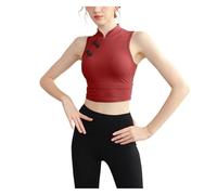 WQKRBMGU Reggiseno da Donna, Palestra, Sport, Yoga, Sexy, Intimo da Donna, Cuscinetto for Il Torace Rimovibile, Stile Tradizionale Cinese(Red,M)