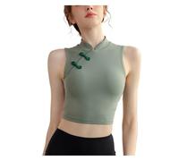 WQKRBMGU Reggiseno da Donna, Palestra, Sport, Yoga, Sexy, Intimo da Donna, Cuscinetto for Il Torace Rimovibile, Stile Tradizionale Cinese(Green,L)