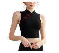 WQKRBMGU Reggiseno da Donna, Palestra, Sport, Yoga, Sexy, Intimo da Donna, Cuscinetto for Il Torace Rimovibile, Stile Tradizionale Cinese(Black,S)