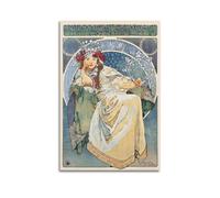 WQMP Poster della principessa giacinto di Alphonse MuchaWall Art su tela estetica poster vintage musica e film pittura decorativa per soggiorno camera da letto (60 x 90 cm) senza cornice
