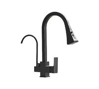 WQPMNYG Rubinetto da Cucina a 3 Vie con Filtro per Acqua Potabile, Design a Collo di Cigno Nero ad Arco Alto, beccuccio Girevole a 360 Gradi Estraibile per Un Facile utilizzo, Moderno e Fu