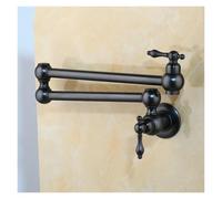 WQPMNYG Rubinetto da Cucina a Parete in Ottone con beccuccio Girevole, Estensibile e Pieghevole, Doppia snodatura, Finitura Nichel Nero e Bronzo per Un Arredamento Moderno.