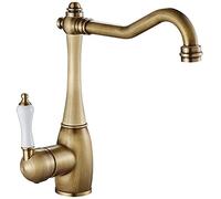 WQPMNYG Rubinetto da Cucina Antico Europeo, Miscelatore per lavello in Bronzo Rustico, monocomando per Acqua Calda e Fredda, Rubinetto Girevole in Rame per Uso Domestico e Ristorante.