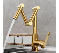 WQPMNYG Rubinetto da Cucina - Rubinetto Estraibile a 3 funzioni in Ottone con Bracci girevoli a Doppio snodo, Montaggio su Piano a Foro Singolo, Miscelatore per Acqua Calda e Fredda, Desig