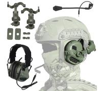 WQZXM Cuffia Tattica Head-Type&Helmet-Type, con Adattatore Arc Rail Compatibile con Il Casco Ops-Core Fast Helmet ACH Helmet Mich Helmet per Il Tiro di Caccia Airsoft(OD)