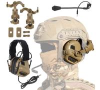 WQZXM Cuffie tattiche con adattatore ferroviario ARC compatibile con Ops-Core Fast e ACH Mich per airsoft caccia tiro (Tan)