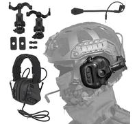 WQZXM Cuffie Tattiche Tipo Testa con Adattatore Rail Arco Compatibile Ops-Core Fast ACH Mich per Airsoft Caccia Tir(BK)