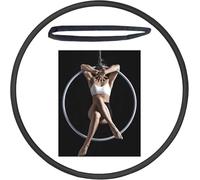 WQZzjm Aerial Lyra Hoop,Aerial Hoop, Hoop Swing Aerial Ring Hoop Yoga Ring for Dance Fitness, Home Gym Studio Aerial Yoga Equipment (Black Diameter 85cm(33 1/2"))