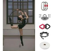 WQZzjm Aerial Lyra Hoop, Lyra Aerial Hoop Kit, Black Iron Single Point Lyra Ring with Rigging Hardware ＆ Anti-Slip Tape, Beginners/Professionals Aerial Yoga Ring, (One Color 85 cm (33"))
