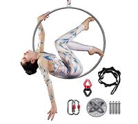WQZzjm Aerial Lyra Hoop,Metal Lyra Hoop for Home Gym, Single Point Yoga Ring Aerial Hoop with Single Point, Aerial Ring for Fitness Dance Weight Loss, 95/90/95cm (Diameter100cm(39 3/8"))