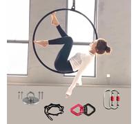 WQZzjm Black Lyral Hoop Set for Adults, Aerial Yoga Ring with Complete Accessories, Aerial Equipment for Acrobatics Performance/Aerial Fitness (100 cm (39"))