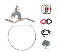 WQZzjm Double Point Aerial Hoop for Both Uses, Special Stainless Steel Lyra Hoop Set Fully with Rigging Hardware, Aerial Yoga Ring for Performing Place (Size : 90 cm (35")) (85 cm (33"))