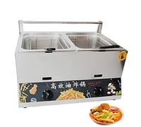 WQZzjm Friggitrice a Gas Professionale con cestello e manopola della Temperatura, Acciaio Inossidabile Facile da Pulire per la Cucina del Ristorante Domestico (6L+6L)