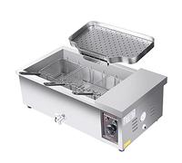 WQZzjm Friggitrice elettrica con cestello e Coperchio, friggitrice Commerciale in Acciaio Inossidabile, friggitrice da banco con Controllo della Temperatura Commerciale (23L/34L) (34L/30,8QT)