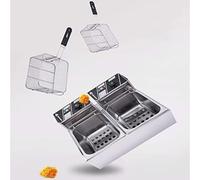 WQZzjm Friggitrice elettrica Professionale a Doppia Vasca da 20 Litri, friggitrice Profonda da 5000 W con 2 cestelli e Coperchio, per friggere e Cucinare (A)