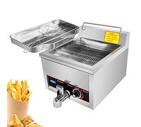 WQZzjm Friggitrice elettrica Professionale, friggitrice Commerciale con cestello e manopola della Temperatura, Piano di Lavoro in Acciaio Inox (15L/17L) (17L50x65x45cm)