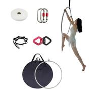 WQZzjm Silver Aerial Lyra Hoop Set Fully, Single Point Yoga Ring with Waterproof Storage Bag ＆ Anti-Slip Tape, Circus Aerial Equipment for Professionals (Size : 85 cm (33")) (90 cm (35"))