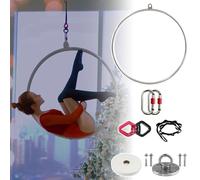 WQZzjm Single Point Aerial Yoga Hoop, Lyra Ring Set Include 1 Aerial Hoop, 1 Swivel Buckle, 1 Wall Buckle, 2 Carabiners, 1 Nylon Strap, 1 Anti-Slip Tape (Size : 90 cm (35")) (80 cm (31"))