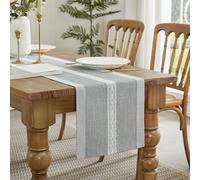 Wracra Runner da tavola in Lino e Cotone con Ricamo, Runner da Tavolo Grigio da Esterno per Interni in Stile casalingo 230cm per Decorazioni di Cucina per Sala da Pranzo di Partito