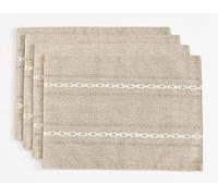 Wracra Tovagliette Americane Lavabili, 30 x 45 cm, Set di 4 Pezzi Riutilizzabile Tovagliette da Tavolo in Cotone Lino, Resistenti al Calore Durevole per Cucina e sala da pranzo (Giallo mandorla)